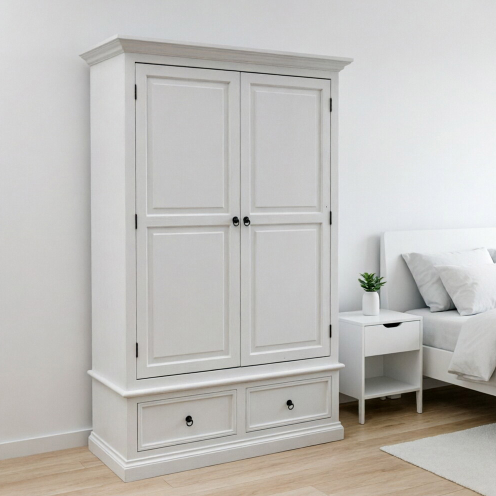 Classic White Double-Door Wardrobe
